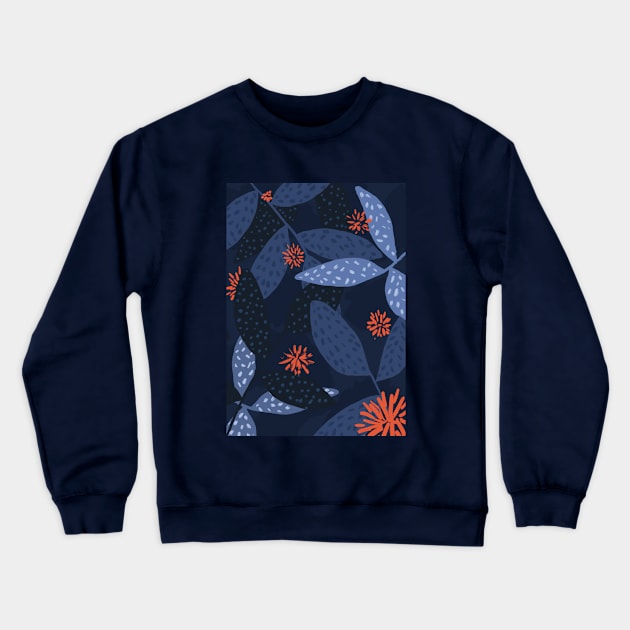 Plants in blue colors Crewneck Sweatshirt by London Colin